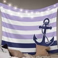thumbnail image 1 of Anchor Purple Large Tapestry for Bedroom Wall Hanging Tapestry,Modern Navy Blue White Striped Nautical Ceiling Backdrop Tapestries Poster Blanket Wall Decor for Teens Room Living Room Dorm 86" x 104", 1 of 8
