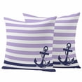 thumbnail image 1 of Anchor Purple Outdoor Waterproof Pillow Covers, Modern Navy Blue White Striped Nautical Decorative Square Throw Pillowcase Sofa Cushion Sham for Patio/Couch/Chair, 18"x18" 2 Pack, 1 of 8