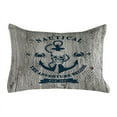 thumbnail image 1 of Anchor Quilted Pillowcover, Art Skull Nautical the Adventure Begins Message Historic Marine Print, Standard King Size Accent Pillow Cover for Bedroom, 36" x 20", Beige Navy Blue, by Ambesonne, 1 of 2