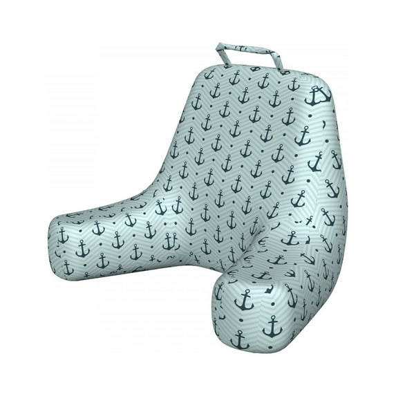 Anchor Reading Pillow Cover, Anchors Zigzag Chevron Background Abstract Waves Monochromic Work of Art, Unstuffed Printed Bed Rest Case from Soft Fabric, XL Size, Dark Green Turquoise, by Ambesonne