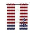 thumbnail image 1 of Anchor Red Blackout Curtains 45 Inches Long for Bedroom, Modern Navy Blue White Striped Nautical Thermal Insulated Room Darkening Black Out Window Curtain Panels Grommet Drapes for Living Room, 1 of 8