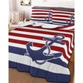 thumbnail image 1 of Anchor Red Queen Size Down Alternative Comforter, Lightweight Comforter Quilt Bedding Set with Pillow Shams Modern Navy Blue White Striped Nautical All Seasons Bed Comforter Duvet Insert 90"x96", 1 of 7
