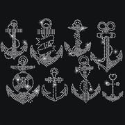Anchor Rhinestone Iron on Hotfix Heat Transfer Decal Bling Rhinestone Sticker Heat Transfer Patch Clothing Repair Applique for T-Shirt Clothing Pants Bags 1pc