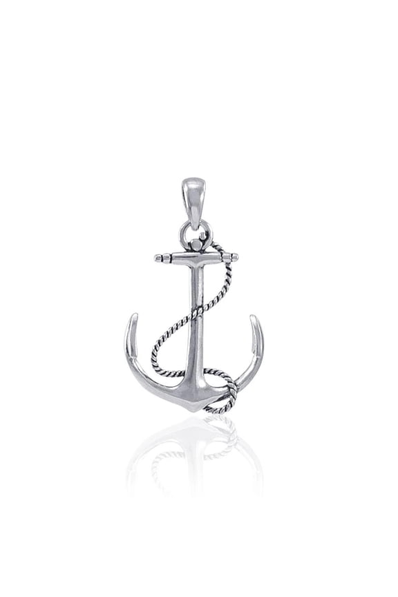 Anchor Rope 925 Sterling Silver Pendant Fine Nautical Sea Beach Ocean Jewelry
