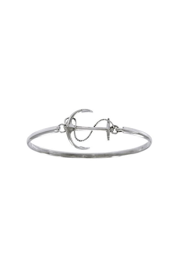Anchor Rope Nautical 925 Sterling Silver Bangle Bracelet Fine Ocean Sea Jewelry