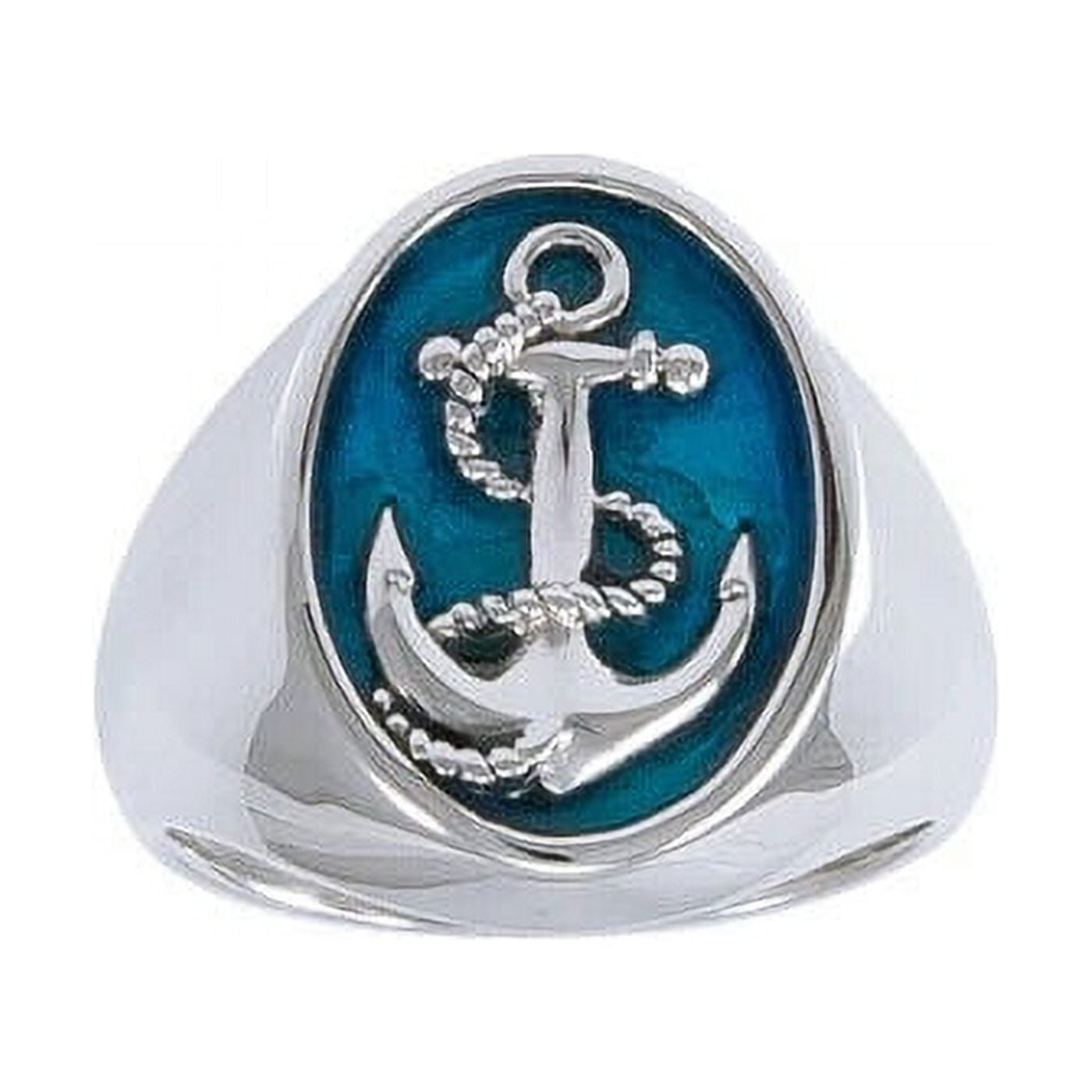 Anchor with Rope Nautical Ring Sterling Silver Anchor with Rope Nautical Ring Sterling Silver
