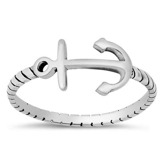 Anchor Rope Sea Captain Promise Ring .925 Sterling Silver Band Jewelry Female Male Unisex Size 7
