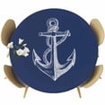thumbnail image 1 of Anchor Round Fitted Table Cover Nautical Knot Navy Blue Waterproof Table Cloth with Elastic Edge Wipeable Tablecloth for Picnic Camping Party Fits 45"-54" Diameter, 1 of 8