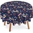 thumbnail image 1 of Anchor Round Tablecloth 60 Inch,Nautical Themes Table Cloth Autumn Holiday Polyester Table Cover Decorative for Indoor Outdoor Kitchen Dining Party, 1 of 6
