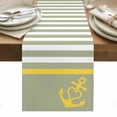 thumbnail image 1 of Anchor Sage Green Table Runner - 60 Inch Long, Kitchen Dining Table Runner Dresser Scarves, Yellow Nautical White Geometric Stripe Farmhouse Decor for Coffee Tables Wedding Party Banquet, 1 of 8