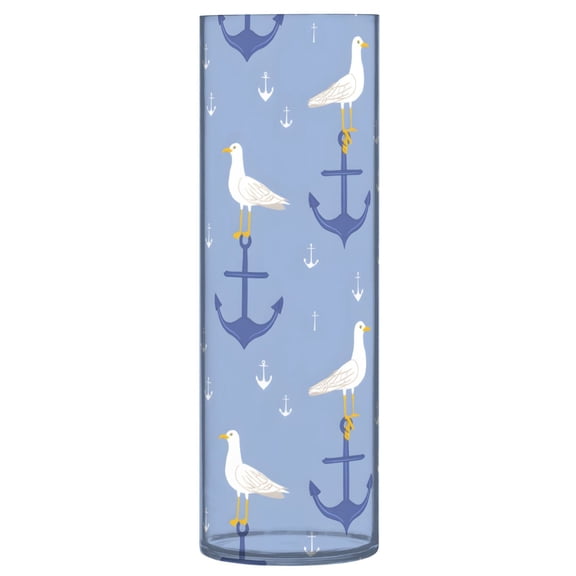Anchor Seagull Pattern Vase Flower Vase Clear Unbreakable Plastic Tall Decorative 11.8in