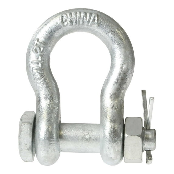 US Cargo Control 3/8 Inch Galvanized Bolt Type Anchor Shackle - Each with a 1 Ton Capacity