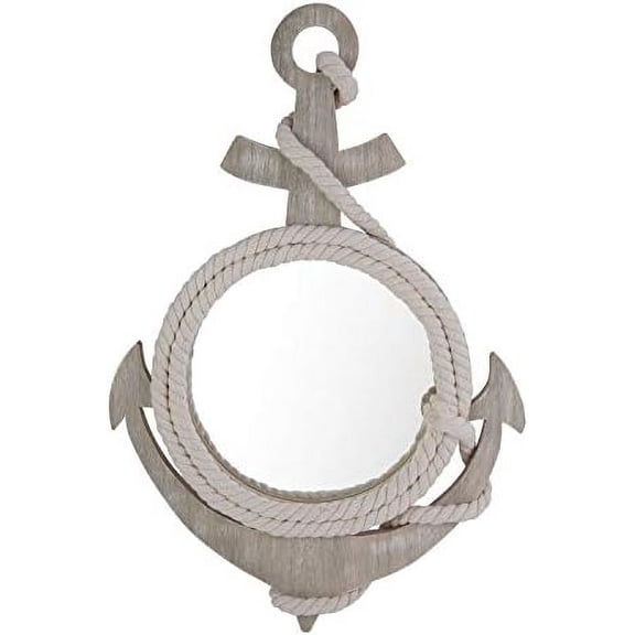 Anchor Shape Mirror with Rope L15.75 x H23.625 x 1 Grey$$Electronics Accessories