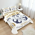 thumbnail image 1 of Ambesonne Nautical Fitted & Top Sheet Set with Shams, Lifeboy Rudder Captain, Pale Brown Blue White, 1 of 8