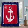 thumbnail image 1 of Anchor Shower Curtains for Bathroom, Compass Nautical Navy Blue Red Washable Fabric Shower Curtain with Hooks Waterproof Bathroom Decor Sets, 72 x 96 Inches, 1 of 9