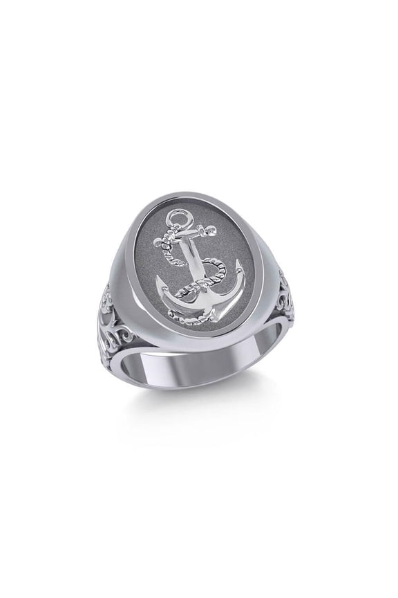 Anchor Signet Ring 925 Sterling Silver Fine Nautical Sea Ocean Beach Jewelry