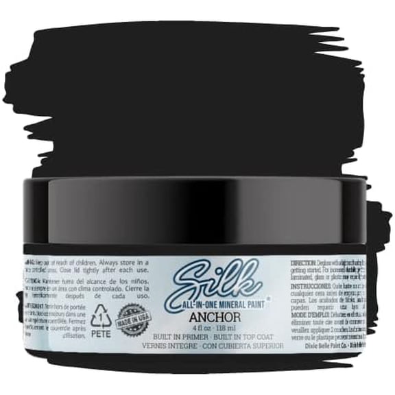 Dixie Belle Silk All-in-One Mineral Paint - Anchor (4 Fl Oz) - Black All-in-One Water Based Primer + Topcoat