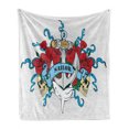thumbnail image 1 of Anchor Soft Flannel Fleece Blanket, Anchor Head Bones Skeleton Roses Bouquet Dolphin Wildlife Danger Traveling, Cozy Plush for Indoor and Outdoor Use, 60" x 80", Red Blue Sand Brown, by Ambesonne, 1 of 5