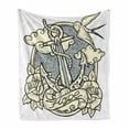 thumbnail image 1 of Anchor Soft Flannel Fleece Blanket, Anchor and Roses Antique Monochrome Clouds Bird Wings Old Style Sketching Print, Cozy Plush for Indoor and Outdoor Use, 60" x 80", Eggshell Grey, by Ambesonne, 1 of 5