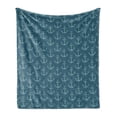 thumbnail image 1 of Anchor Soft Flannel Fleece Throw Blanket, Anchors with Maritime Fishes Underwater Sea Animals, Cozy Plush for Indoor and Outdoor Use, 50" x 60", Petrol Blue Sky Blue, by Ambesonne, 1 of 5