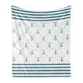 thumbnail image 1 of Anchor Soft Flannel Fleece Throw Blanket, Blue Stripes Frame Abstract Lines and Chain Symmetrical Pattern, Cozy Plush for Indoor and Outdoor Use, 70" x 90", Slate Blue White, by Ambesonne, 1 of 6