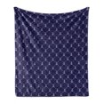thumbnail image 1 of Anchor Soft Flannel Fleece Throw Blanket, Checkered Pattern with Chain and Marine Ocean Cruise Vacation, Cozy Plush for Indoor and Outdoor Use, 50" x 60", Royal Blue White, by Ambesonne, 1 of 5