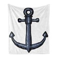 thumbnail image 1 of Anchor Soft Flannel Fleece Throw Blanket, Contemporary Image of an Anchor Safety Design Security Nautical Artwork, Cozy Plush for Indoor and Outdoor Use, 50" x 60", Grey White, by Ambesonne, 1 of 5