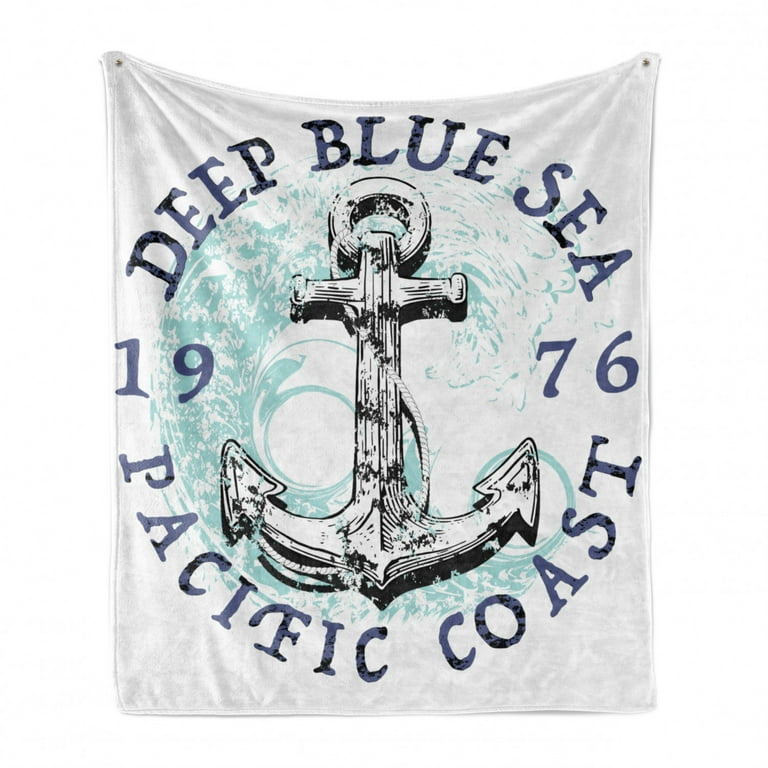 Anchor Soft Flannel Fleece Throw Blanket Deep Blue Sea Pacific