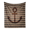 thumbnail image 1 of Anchor Soft Flannel Fleece Throw Blanket, Digital Nautical Anchor on Square Marine Life Theme Modern Home Artwork Print, Cozy Plush for Indoor and Outdoor Use, 50" x 70", Tortilla Brown, by Ambesonne, 1 of 5