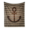 thumbnail image 1 of Anchor Soft Flannel Fleece Throw Blanket, Digital Nautical Anchor on Square Marine Life Theme Modern Home Artwork Print, Cozy Plush for Indoor and Outdoor Use, 60" x 80", Tortilla Brown, by Ambesonne, 1 of 6