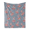 thumbnail image 1 of Anchor Soft Flannel Fleece Throw Blanket, Floral Anchor on Striped Surface Crescent Moon Modern Theme Artwork, Cozy Plush for Indoor and Outdoor Use, 60" x 80", White Blue and Red, by Ambesonne, 1 of 6