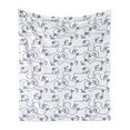 thumbnail image 1 of Anchor Soft Flannel Fleece Throw Blanket, Hand Drawn Anchors and Entangled Ropes Nautical Equipment Artwork Monochrome, Cozy Plush for Indoor and Outdoor Use, 70" x 90", Navy Blue White, by Ambesonne, 1 of 6