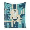 thumbnail image 1 of Anchor Soft Flannel Fleece Throw Blanket, Nautical Sea Inspired Abstract Design with Bubble Like Shapes Retro, Cozy Plush for Indoor and Outdoor Use, 50" x 60", Cream Dark Blue, by Ambesonne, 1 of 6