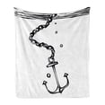 thumbnail image 1 of Anchor Soft Flannel Fleece Throw Blanket, Nautical Themed Monochrome Illustration with Chains and Sinking Anchor Naval, Cozy Plush for Indoor and Outdoor Use, 50" x 60", Black and White, by Ambesonne, 1 of 5