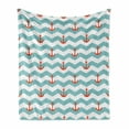 thumbnail image 1 of Anchor Soft Flannel Fleece Throw Blanket, Simple Pattern Anchor Stripe Artwork Baby Welcoming Wavy Water Tiled Surface, Cozy Plush for Indoor and Outdoor Use, 50" x 70", Red Turquoise, by Ambesonne, 1 of 5