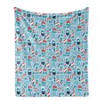 thumbnail image 1 of Anchor Soft Flannel Fleece Throw Blanket, Smoking Captain Ahoy Words on a Dotted Background Marine Themed Illustration, Cozy Plush for Indoor and Outdoor Use, 60" x 80", Multicolor, by Ambesonne, 1 of 6