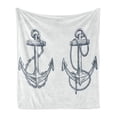 thumbnail image 1 of Anchor Soft Flannel Fleece Throw Blanket, Vintage Sketch Nautical Element Ship Sailing Travel Theme Chain Rope, Cozy Plush for Indoor and Outdoor Use, 60" x 80", Dark Teal White, by Ambesonne, 1 of 5