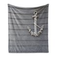 thumbnail image 1 of Anchor Soft Flannel Fleece Throw Blanket, Wooden Marine Rope on the Wall Antique Navy Nature Adventure Themed Art Work, Cozy Plush for Indoor and Outdoor Use, 50" x 60", Grey, by Ambesonne, 1 of 6