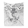 thumbnail image 1 of Anchor Soft Flannel Fleece Throw Blanket, Zentangle Style Ocean and Clouds Hand Drawn Arrangement Marine Theme, Cozy Plush for Indoor and Outdoor Use, 70" x 90", Black and White, by Ambesonne, 1 of 6
