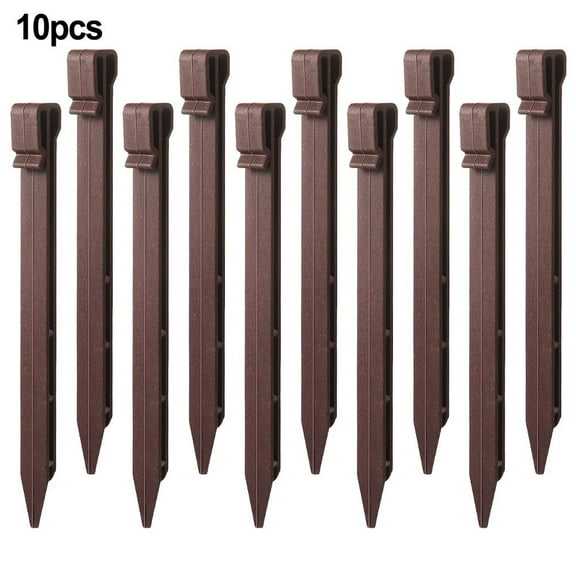 Anchor Stakes Heavy Duty Landscape Edging Stakes 12 Pcs 10-Inch Reusable Plant Support Ground Nails Brown"}