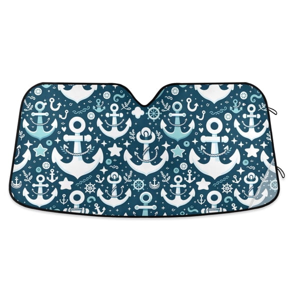 Anchor Star Rudder Heart Car Windshield Sun Shade Foldable Car Front Window Visor Heat and UV Protection 53x23.5