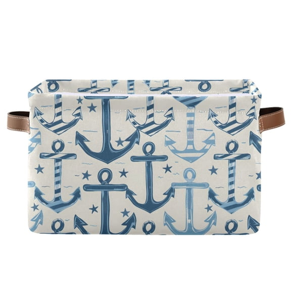Anchor Star Storage Bins with Handle Fabric Organizer Basket Foldable Box 1 Pack 14.2x10.2x8.3