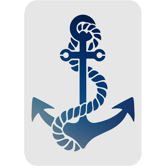 DIY Anchor Stencil Template 8.3x11.7 inch Nautical Theme Painting Stencil Plastic Anchor Rope Pattern Stencil Reusable Ocean Theme Stencil for Create DIY Anchor Crafts Wood Wall Decor DIY