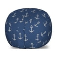 thumbnail image 1 of Anchor Storage Toy Bag Chair, Nordic Knitwear Theme Retro Scandinavian Winter Fashion Pattern Hipster Oceanic, Stuffed Animal Organizer Washable Bag, Large Size, Blue White, by Ambesonne, 1 of 3