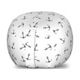 thumbnail image 1 of Anchor Storage Toy Bag Chair, Vintage Monochrome Anchor Silhouettes with Hearts Nautical Tattoo Arrangement, Stuffed Animal Organizer Washable Bag, Large Size, Black and White, by Ambesonne, 1 of 3