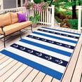 thumbnail image 1 of Anchor Stripe Outdoor Rug for Patio/Deck/Porch, Non-Slip Large Area Rug 3 x 5 Ft, Navy Blue Nautical Coastal White Sea Indoor Outdoor Rugs Washable Area Rugs, Reversible Camping Rug Carpet Runner, 1 of 8