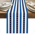 thumbnail image 1 of Anchor Stripe Table Runner - 60 Inch Long, Kitchen Dining Table Runner Dresser Scarves, Navy Blue Nautical Coastal White Sea Farmhouse Decor for Coffee Tables Wedding Party Banquet, 1 of 8