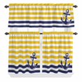 thumbnail image 1 of Anchor Striped Curtain Valances Set Ocean Sage Yellow and Blue Striped Decor Kitchen Curtains 24&nbsp;inch Length Rod Pocket Valance and Tiers 3 Piece Set Small Bedroom Bathroom Laundry Decor, 1 of 9