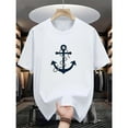 thumbnail image 1 of Anchor T-Shirt Graphic Tee Nautical Top Cotton Loose Fit Short Sleeve Casual Shirt Comfort White S-5XL, 1 of 5
