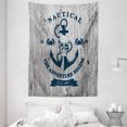 thumbnail image 1 of Anchor Tapestry, Art with Anchor Skull Rope "Nautical the Adventure Begins" Message Historic, Wall Hanging for Bedroom Living Room Dorm Decor, 60W X 80L Inches, Beige Navy Blue, by Ambesonne, 1 of 2